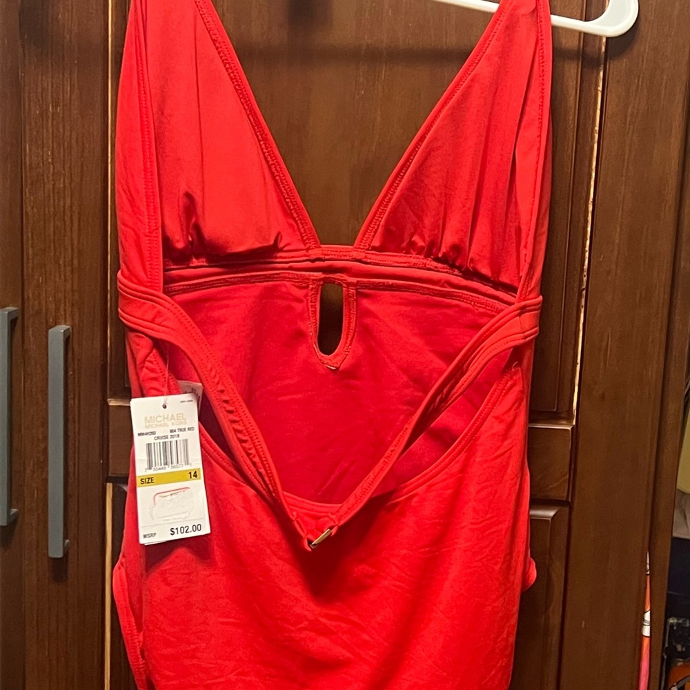 Michael Kors Red Keyhole Swimsuit